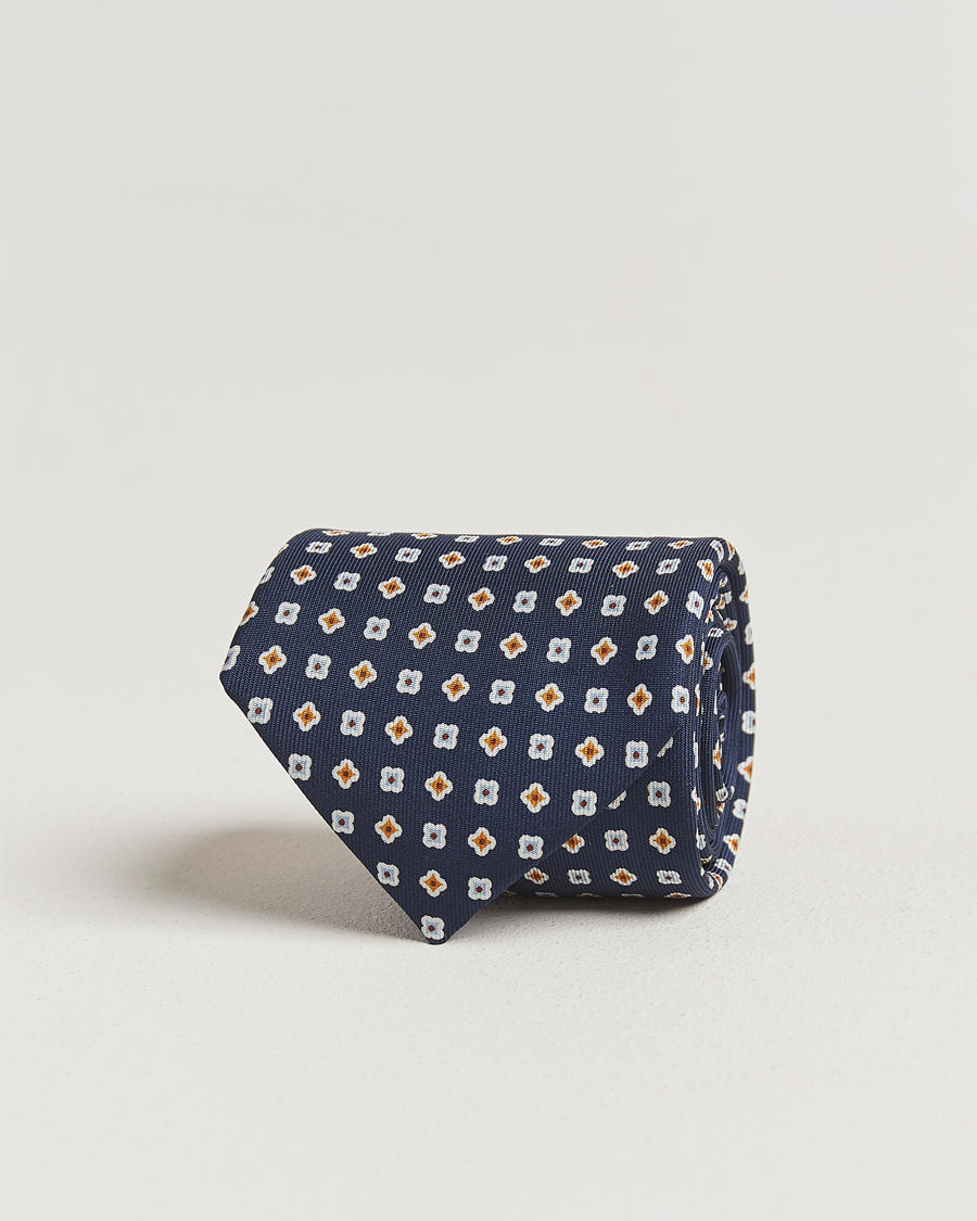Heren | Stropdassen | E. Marinella | 3-Fold Printed Silk Tie Navy