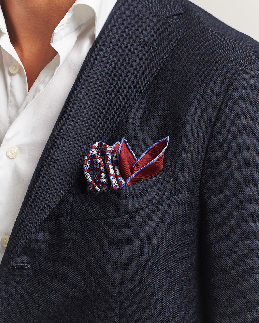 Heren | Pochets | E. Marinella | Silk Pocket Square Burgundy