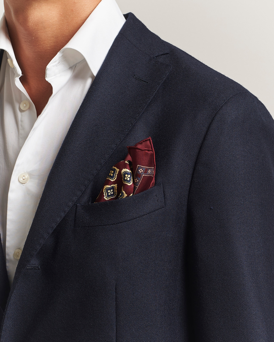 Heren | Pochets | E. Marinella | Archivio Silk Pocket Square Burgundy
