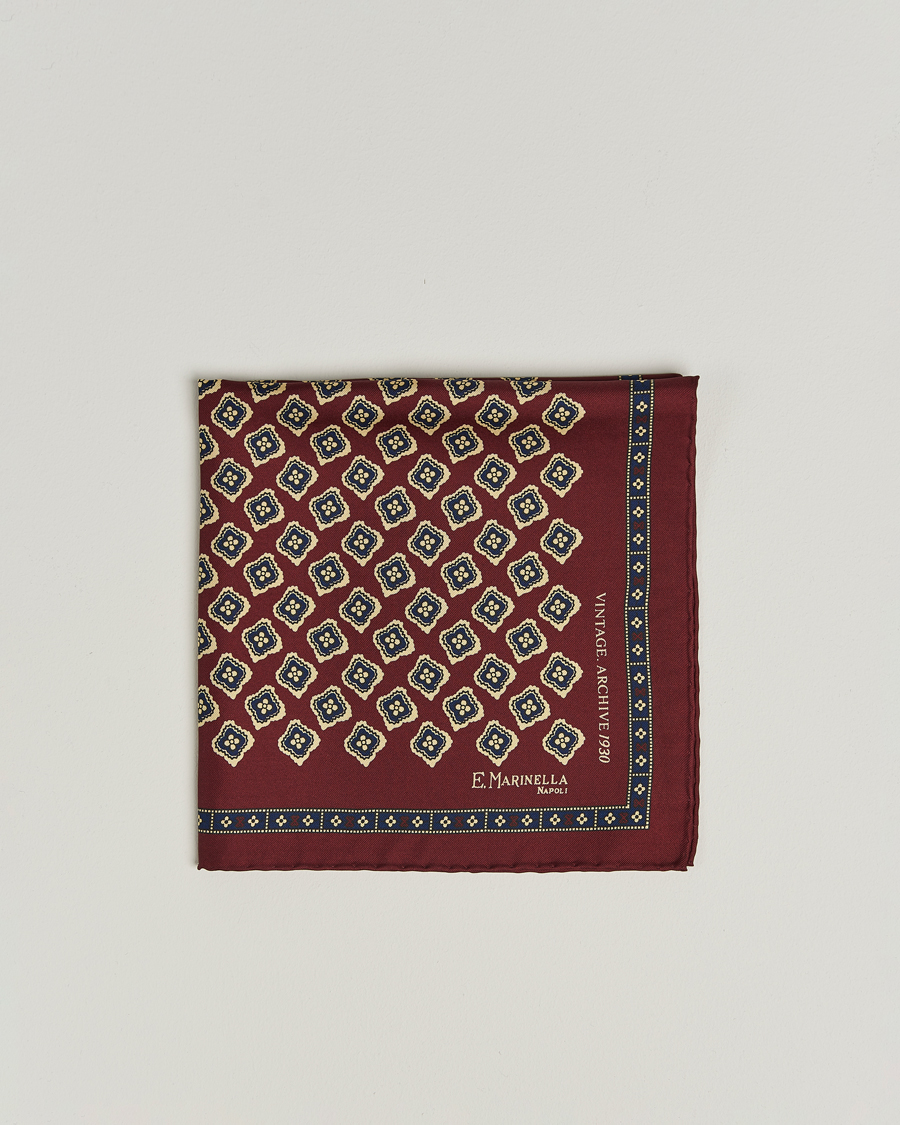Heren | Pochets | E. Marinella | Archivio Silk Pocket Square Burgundy
