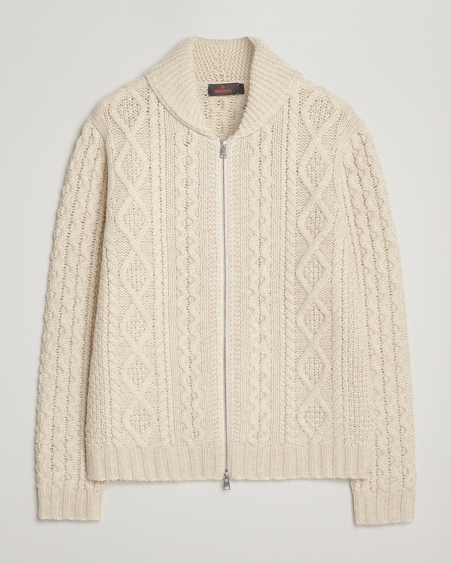 Heren | Truien | Morris | Cornwall Cable Full Zip Jacket OfF White