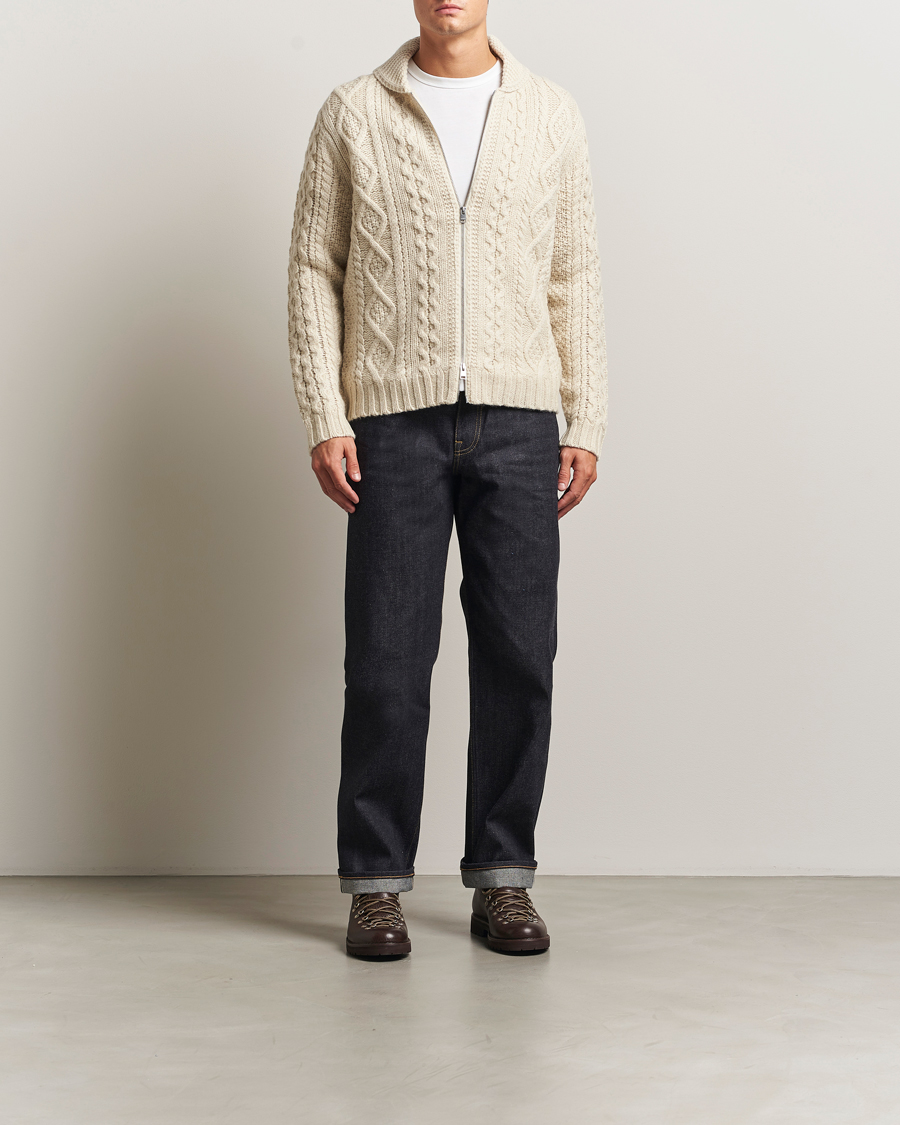 Heren | Truien | Morris | Cornwall Cable Full Zip Jacket OfF White