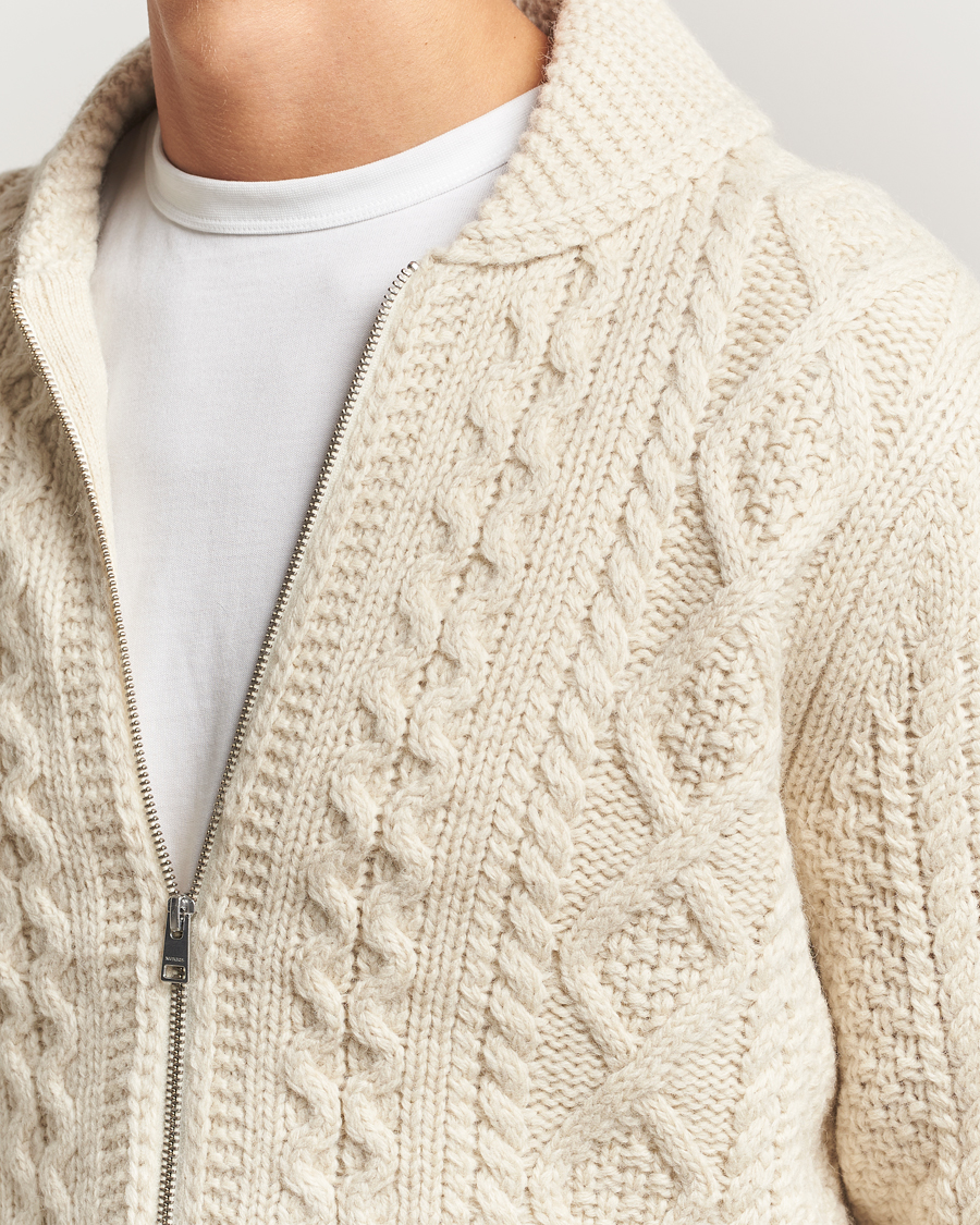 Heren | Truien | Morris | Cornwall Cable Full Zip Jacket OfF White