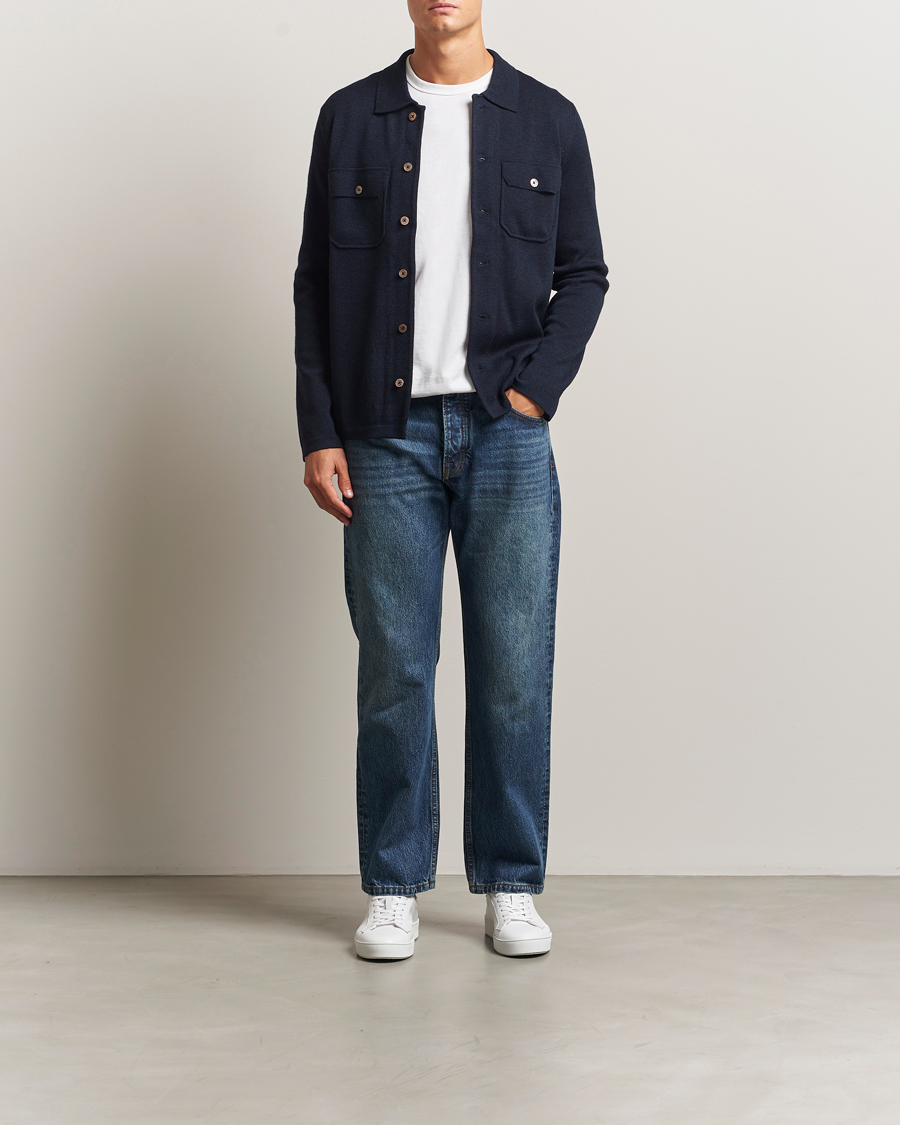 Heren | Overhemden | Morris | Merino Walter Overshirt Navy