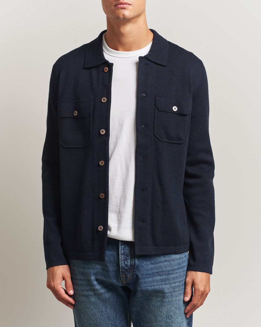 Heren | Overhemden | Morris | Merino Walter Overshirt Navy