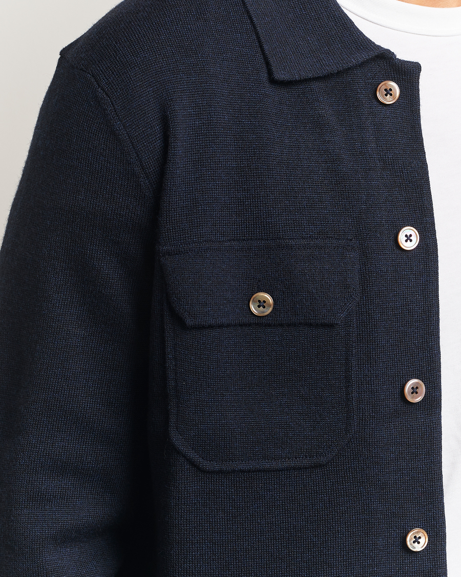 Heren | Overhemden | Morris | Merino Walter Overshirt Navy