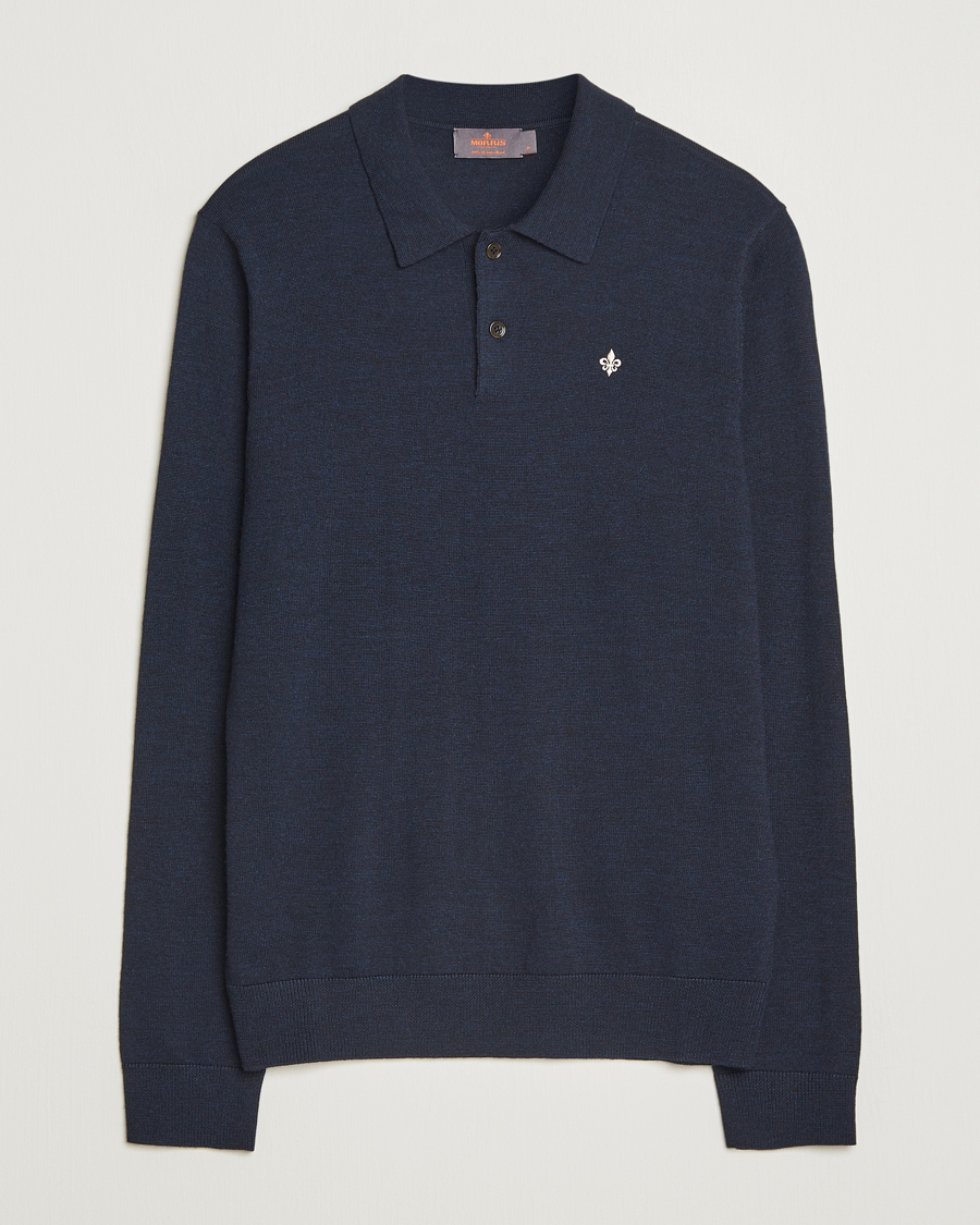 Heren | Truien | Morris | Merino Polo Knit Navy