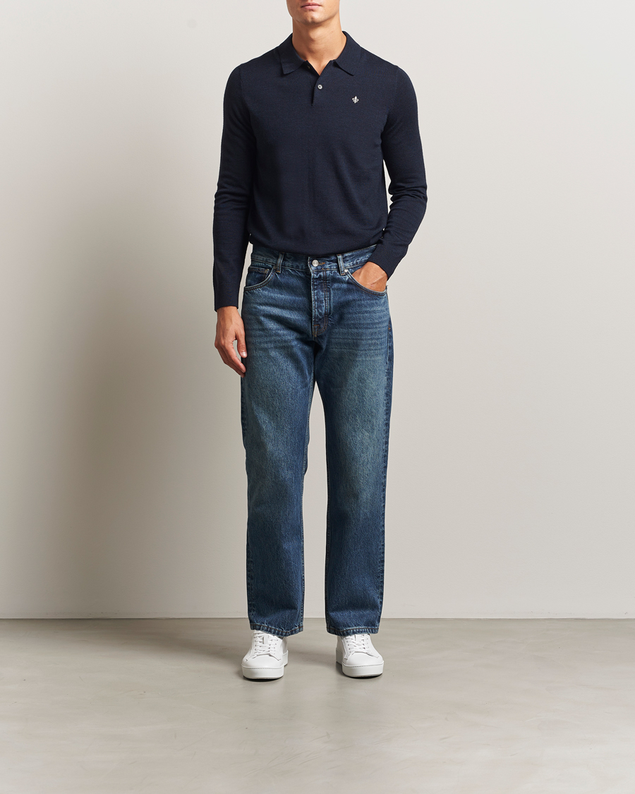 Heren | Truien | Morris | Merino Polo Knit Navy