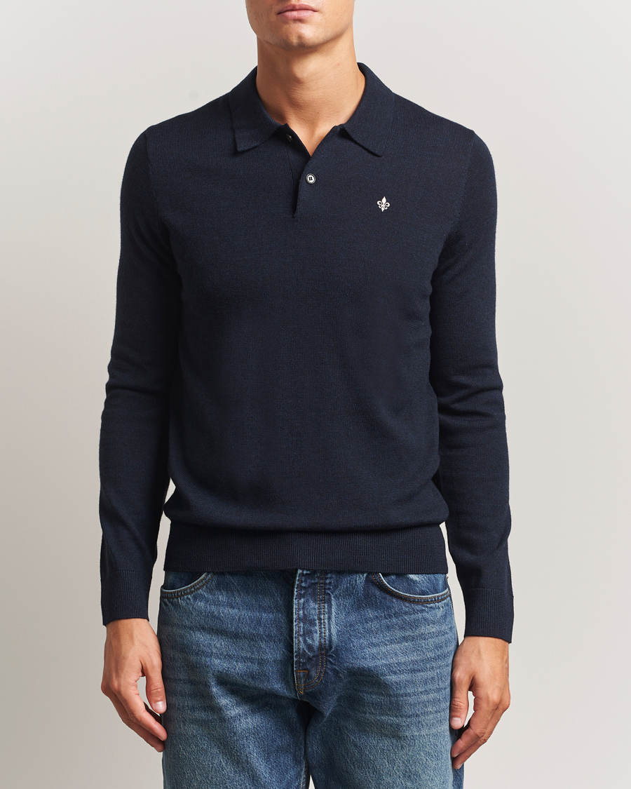 Heren | Truien | Morris | Merino Polo Knit Navy