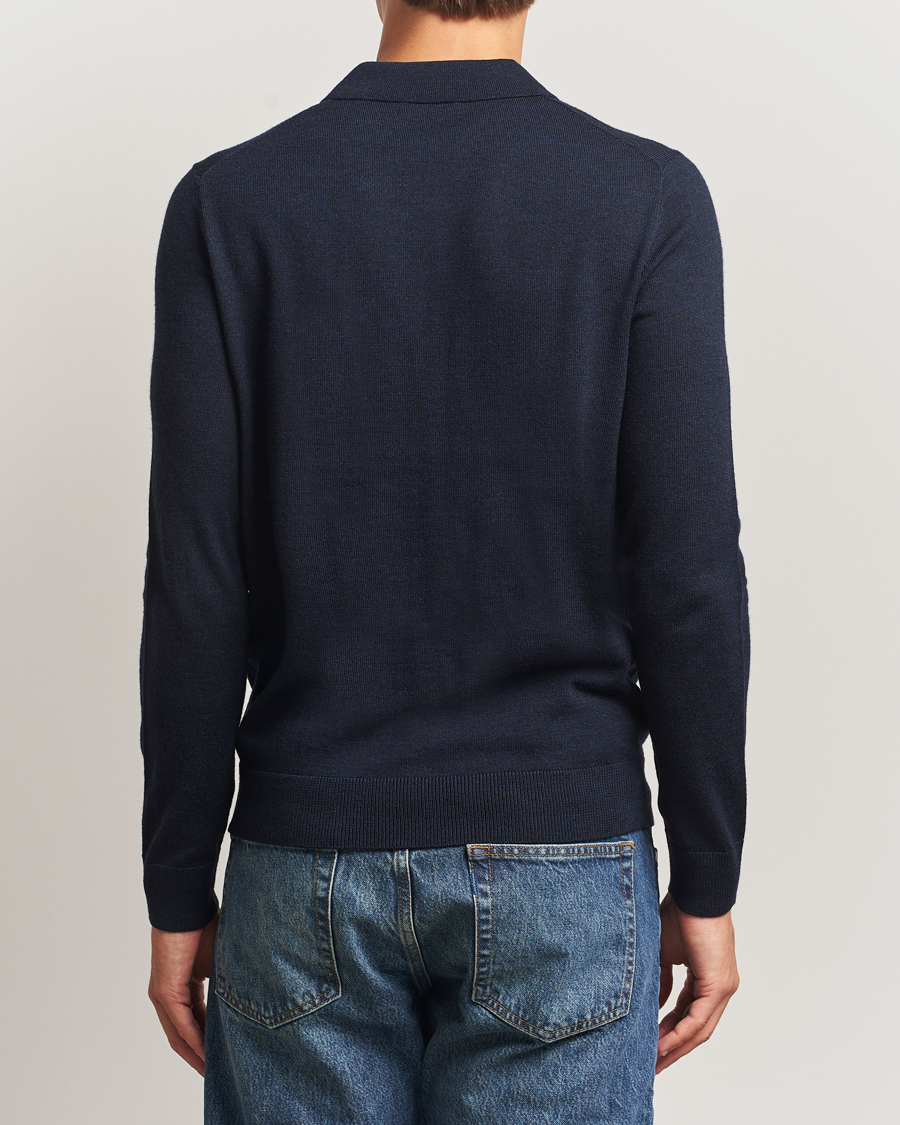 Heren | Truien | Morris | Merino Polo Knit Navy