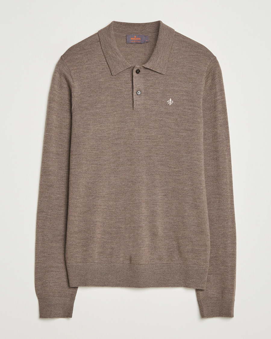 Heren | Truien | Morris | Merino Polo Knit Brown