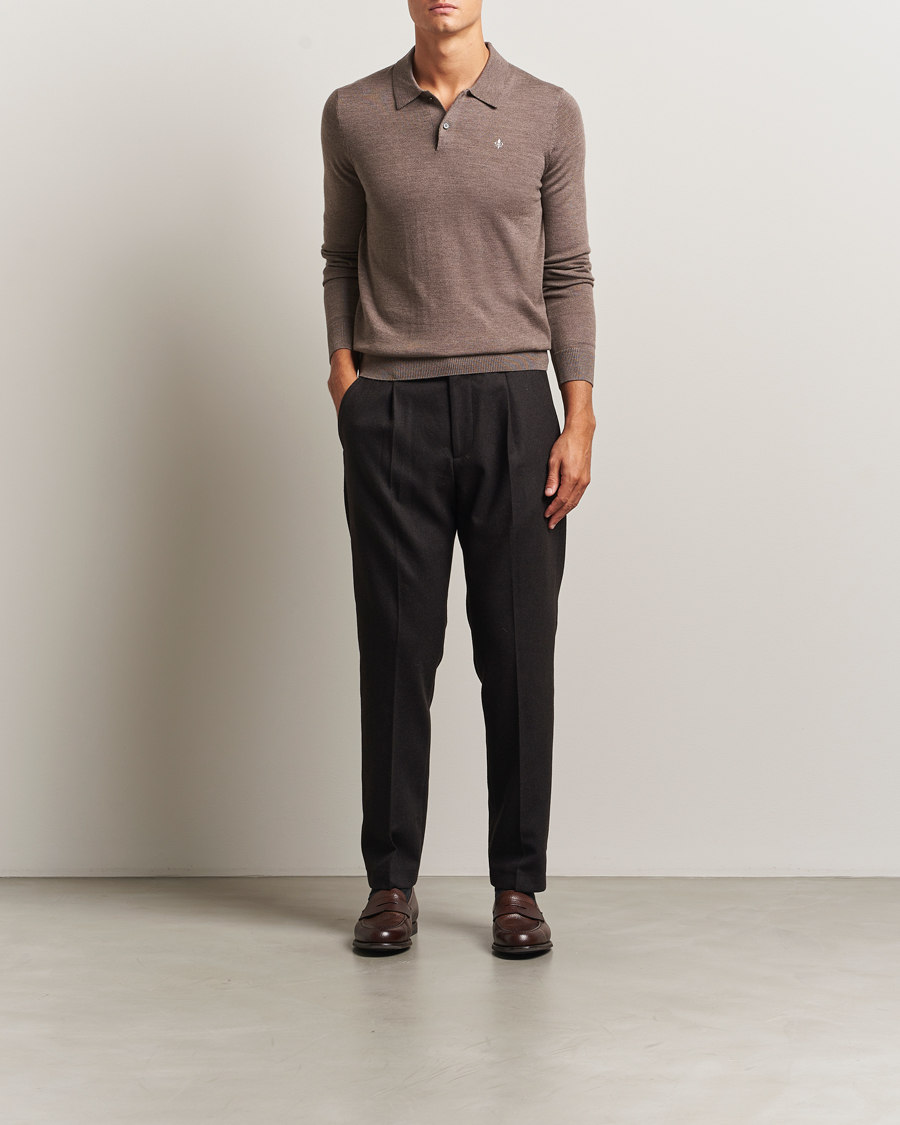 Heren | Truien | Morris | Merino Polo Knit Brown