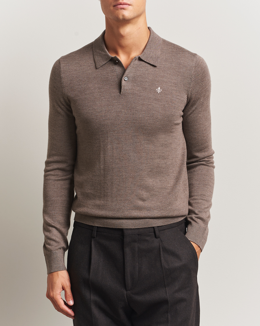 Heren | Truien | Morris | Merino Polo Knit Brown