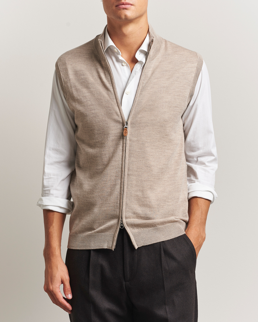 Heren | Truien | Morris | Merino Zip Vest Khaki