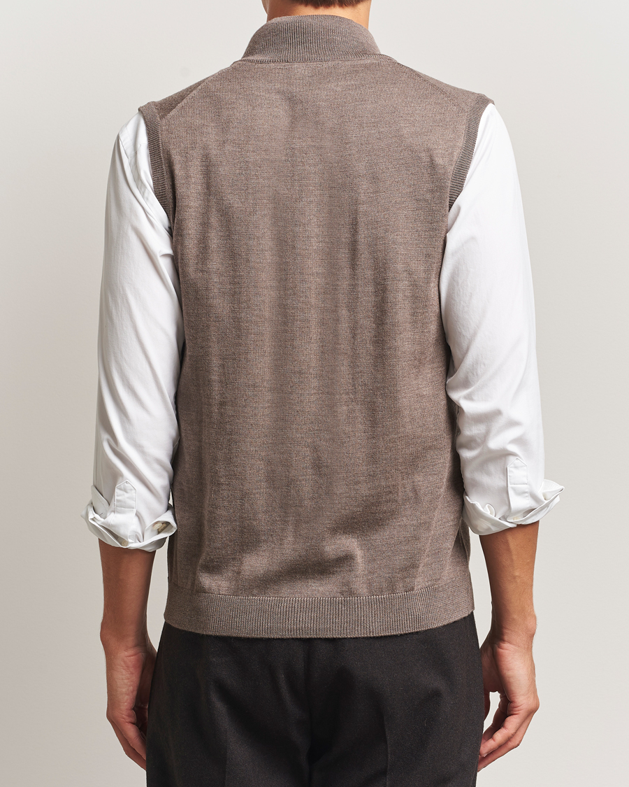 Heren | Truien | Morris | Merino Zip Vest Brown