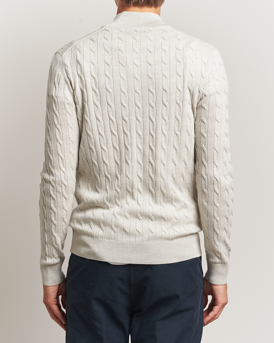 Heren | Truien | Morris | Merino Cable Half Zip Off White