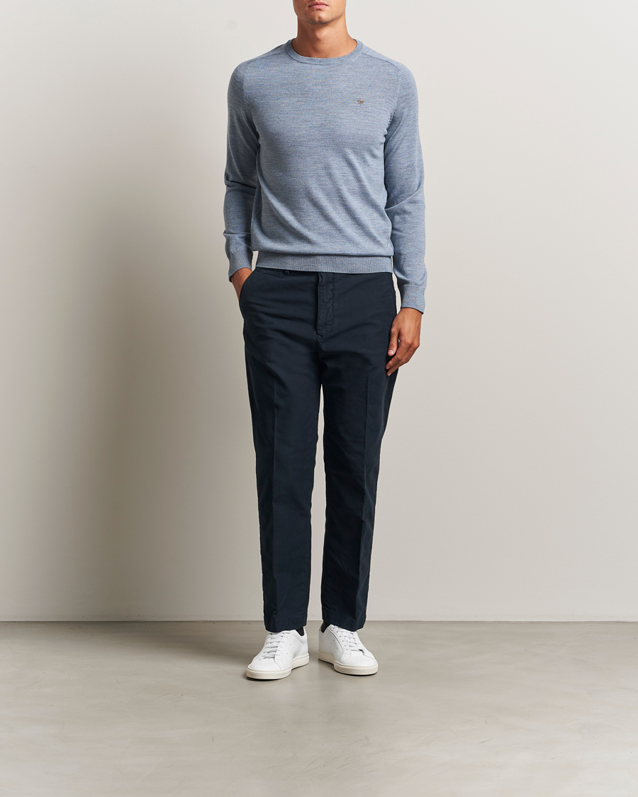 Heren | Truien | Morris | Merino O-Neck Light Blue