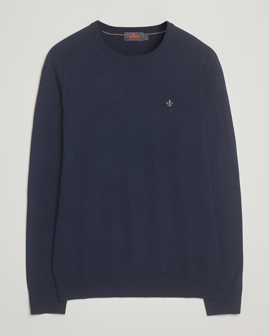 Heren | Truien | Morris | Merino O-Neck Dark Blue