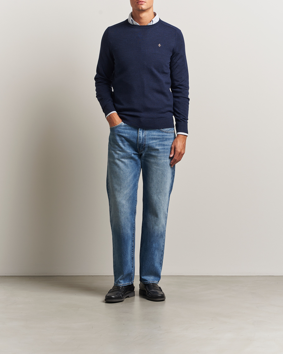 Heren | Truien | Morris | Merino O-Neck Dark Blue