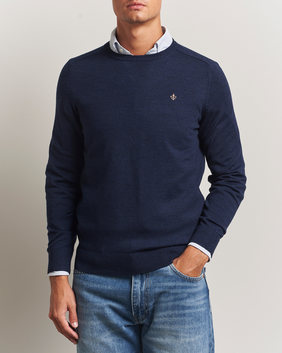 Heren | Truien | Morris | Merino O-Neck Dark Blue