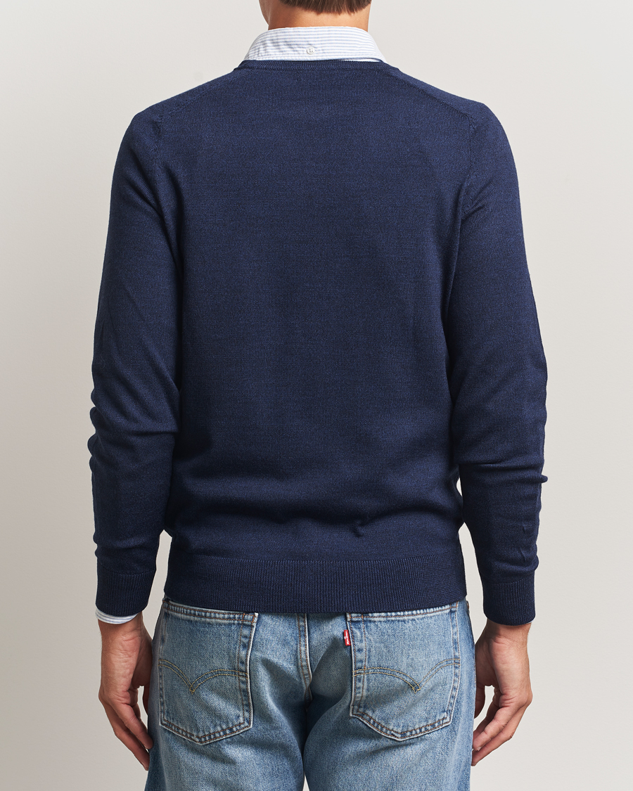 Heren | Truien | Morris | Merino O-Neck Dark Blue