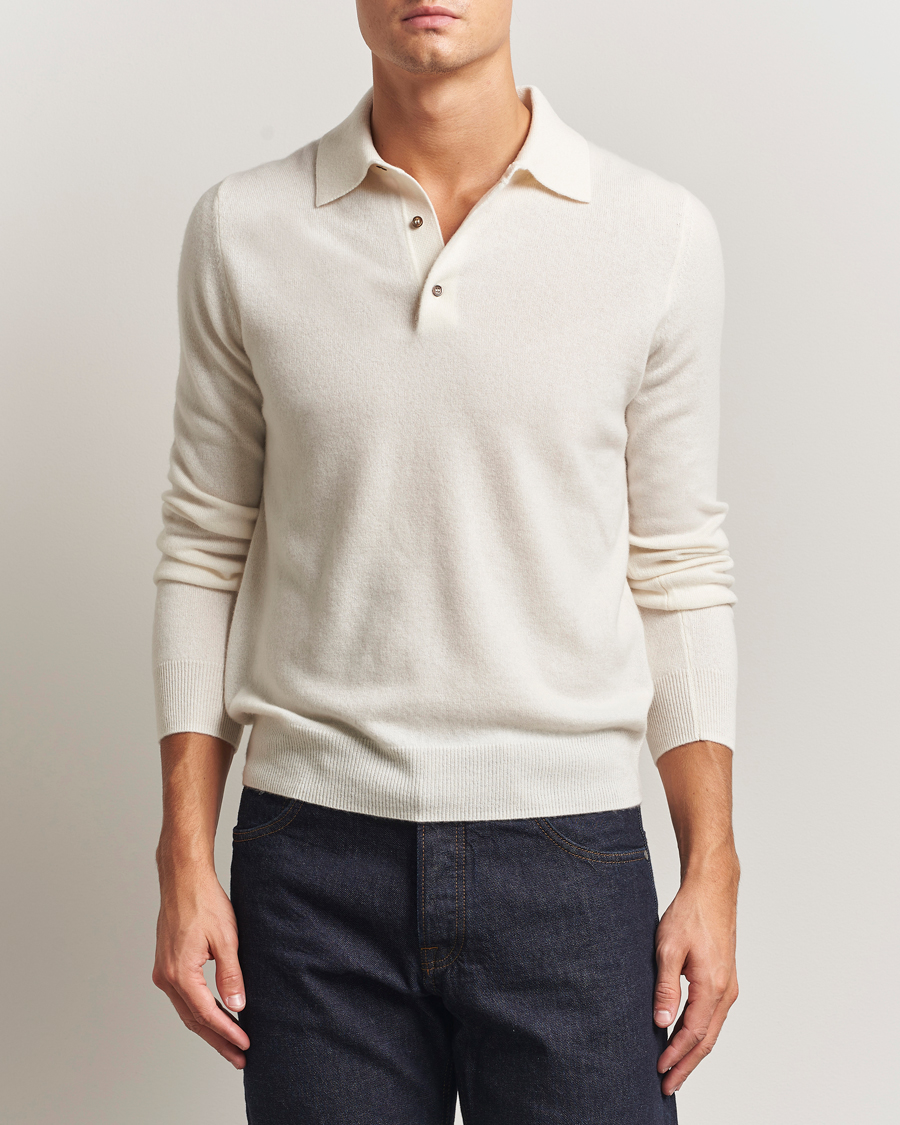 Heren | Truien | Morris | Cashmere Polo Neck Off White