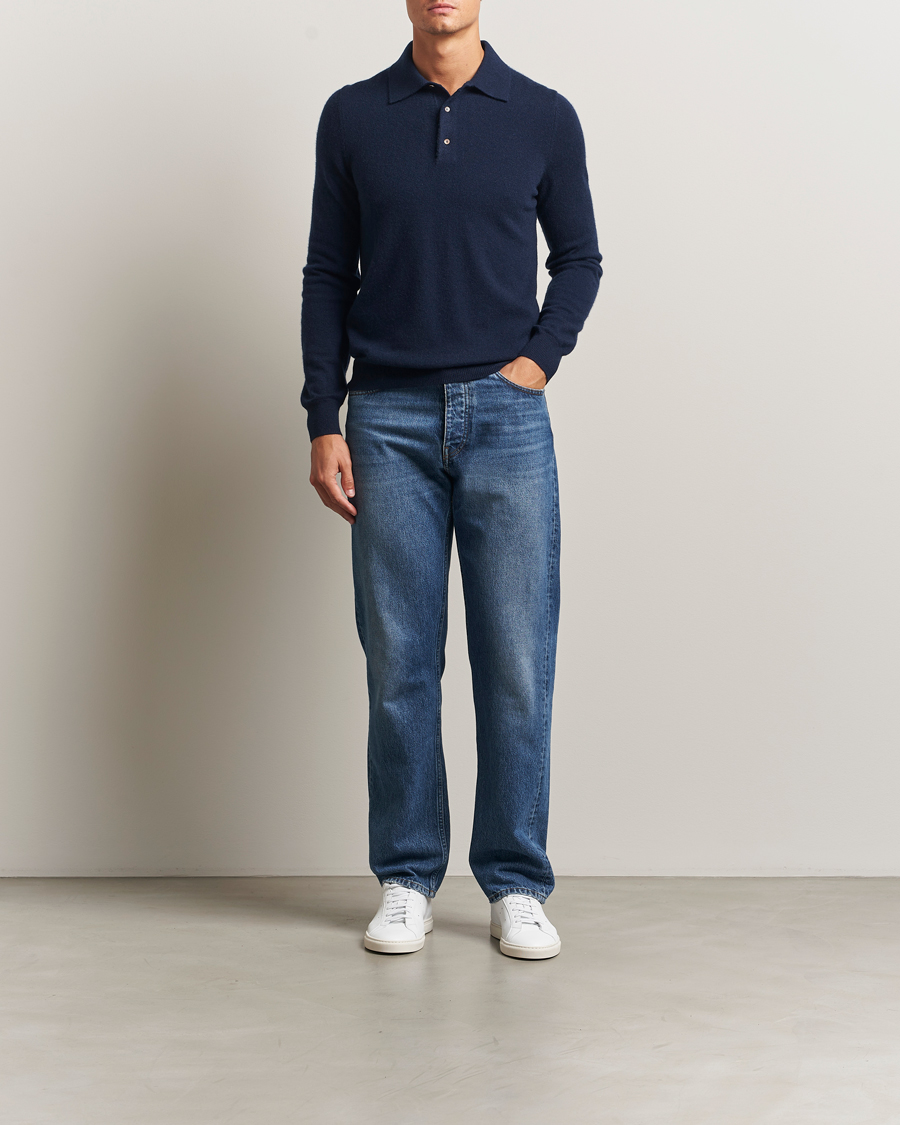 Heren | Truien | Morris | Cashmere Polo Neck Navy