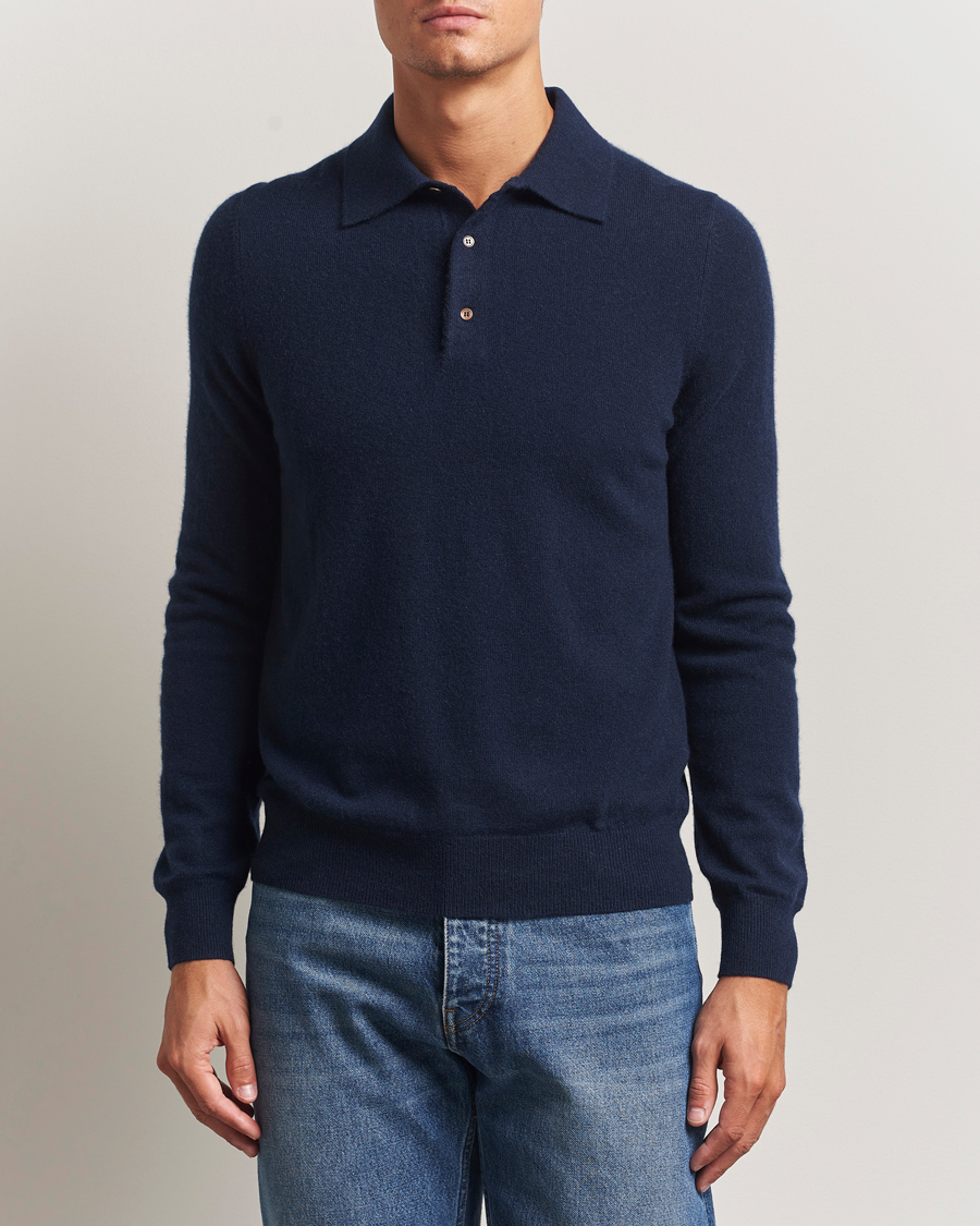 Heren | Truien | Morris | Cashmere Polo Neck Navy