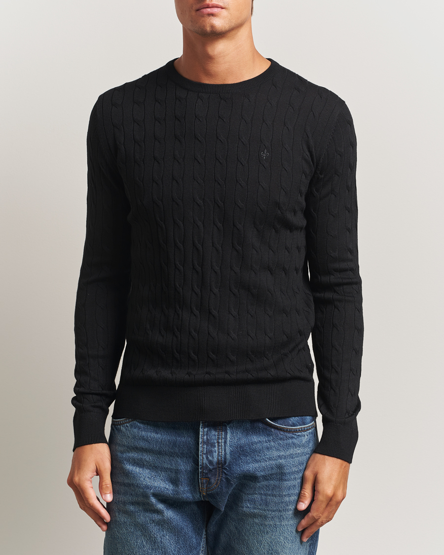 Heren | Truien | Morris | Merino Cable O-Neck Black
