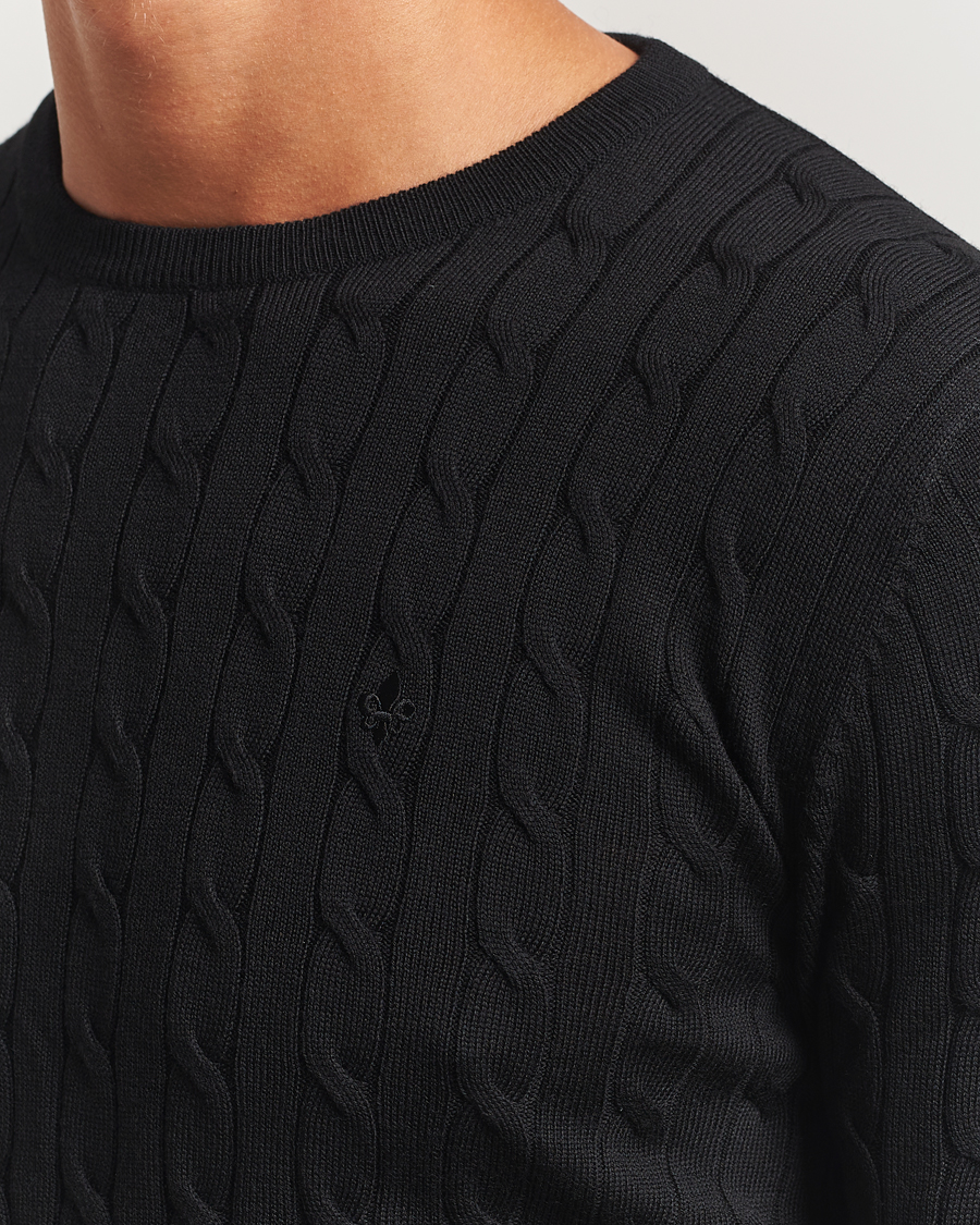 Heren | Truien | Morris | Merino Cable O-Neck Black