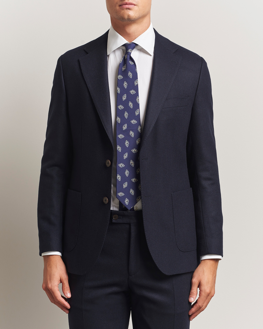 Heren | Blazers | Morris | Flannel Wool Blazer Navy