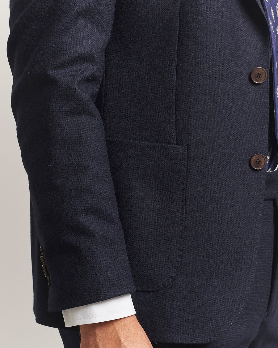 Heren | Blazers | Morris | Flannel Wool Blazer Navy