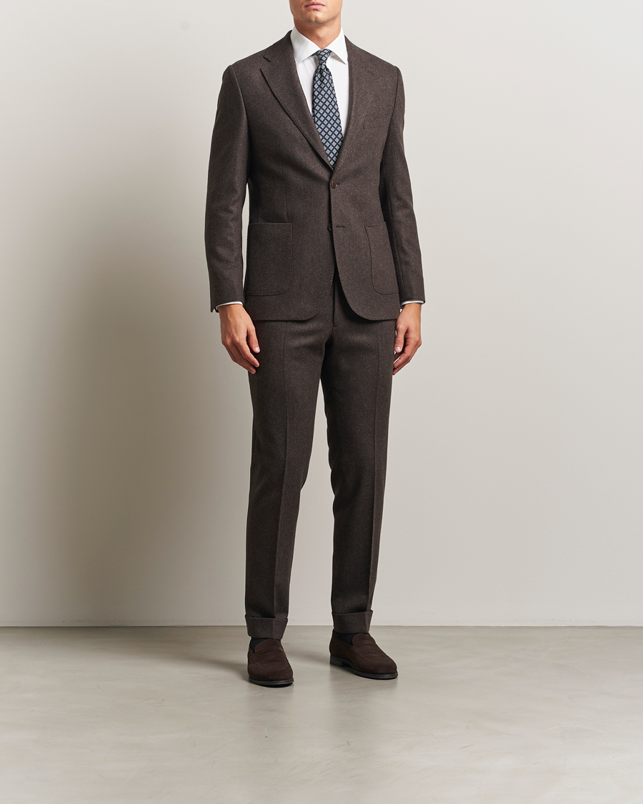 Heren | Blazers | Morris | Flannel Wool Blazer Brown