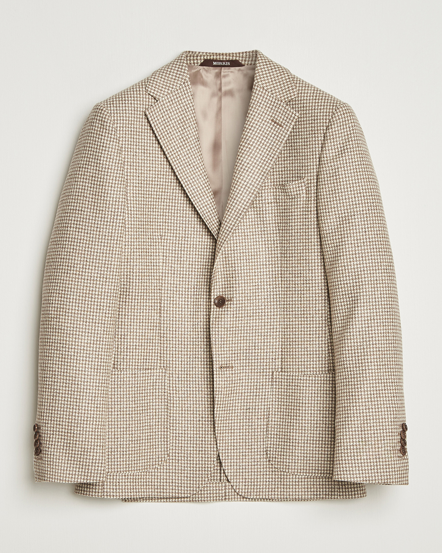 Heren | Blazers | Morris | Wool Silk Houndstooth Blazer Khaki