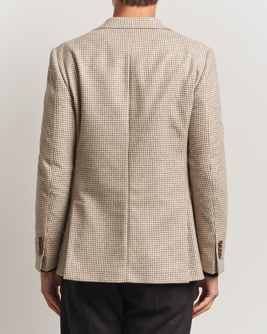 Heren | Blazers | Morris | Wool Silk Houndstooth Blazer Khaki