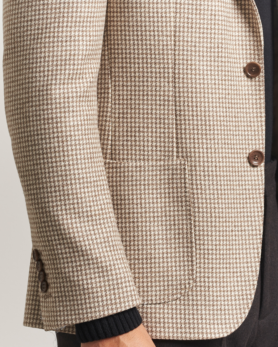 Heren | Blazers | Morris | Wool Silk Houndstooth Blazer Khaki