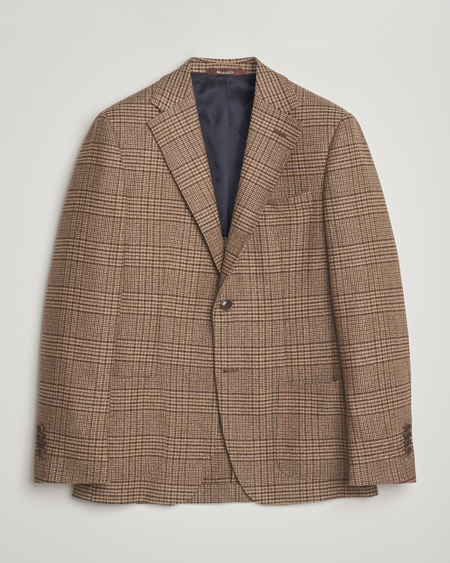Heren | Blazers | Morris | Wool Silk Check Blazer Brown