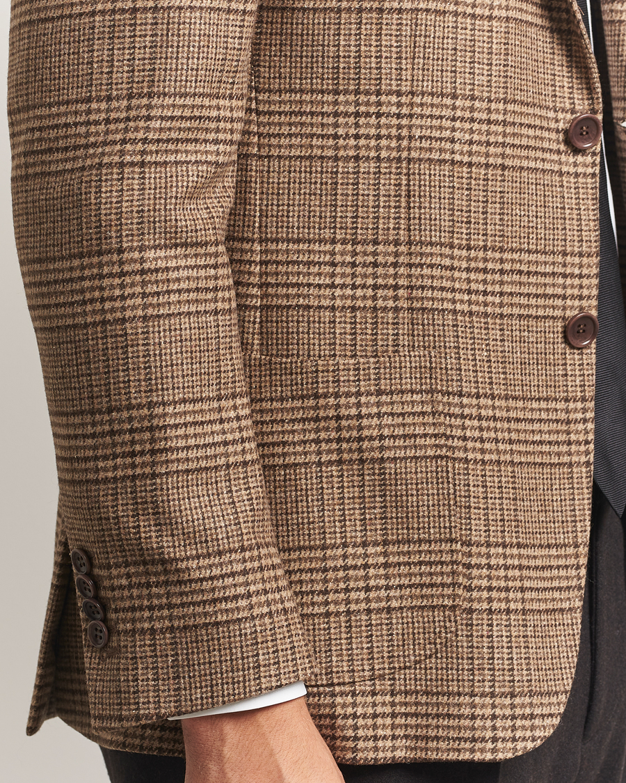 Heren | Blazers | Morris | Wool Silk Check Blazer Brown