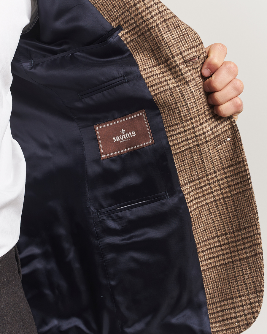 Heren | Blazers | Morris | Wool Silk Check Blazer Brown