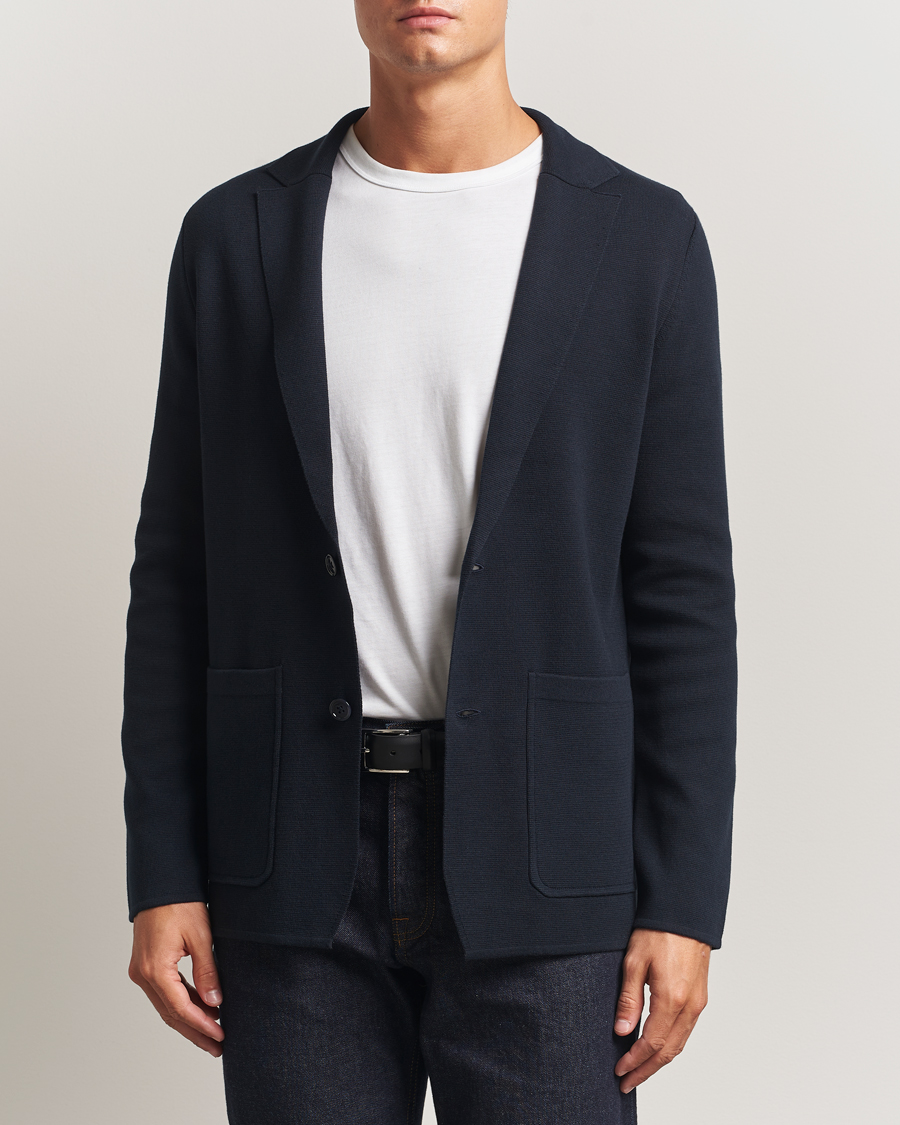 Heren | Blazers | Morris | Jake Knitted Blazer Old Blue
