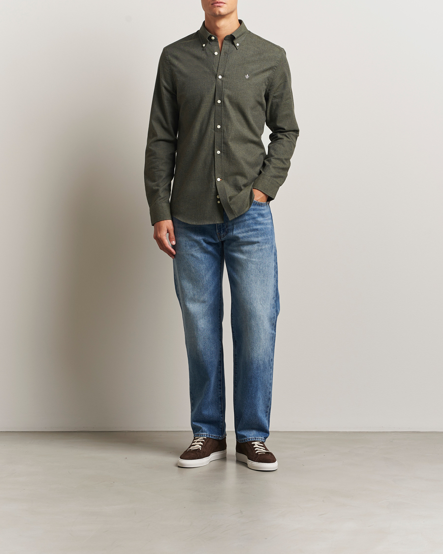 Heren | Overhemden | Morris | Watts Flannel Shirt Olive