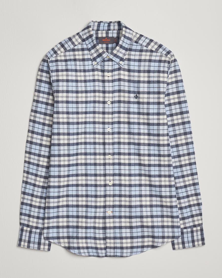 Heren | Overhemden | Morris | Flannel Check Shirt Light Blue