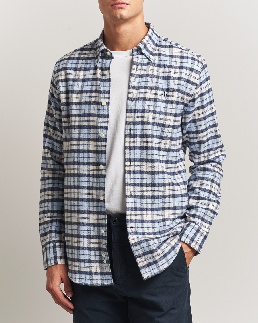Heren | Overhemden | Morris | Flannel Check Shirt Light Blue