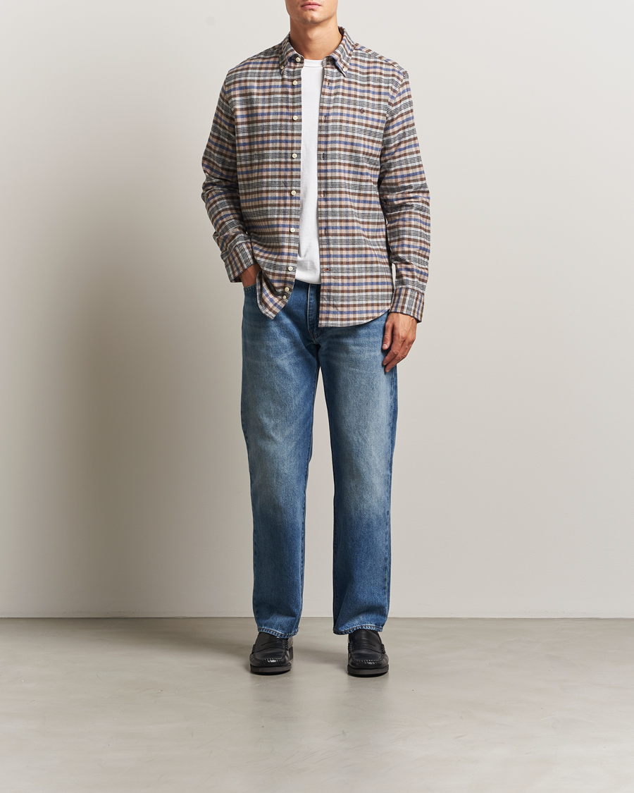 Heren | Overhemden | Morris | Flannel Check Shirt Brown