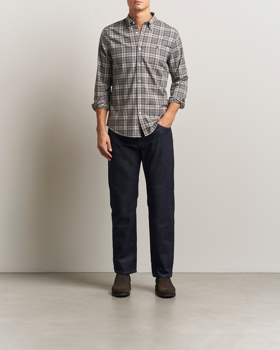 Heren | Overhemden | Morris | Watts Flannel Check Shirt Grey