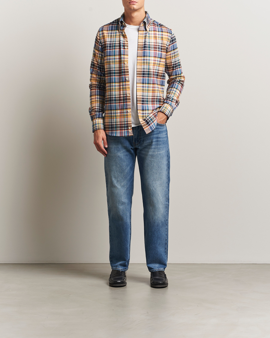 Heren | Overhemden | Morris | Happy Tartan Check Shirt Yellow