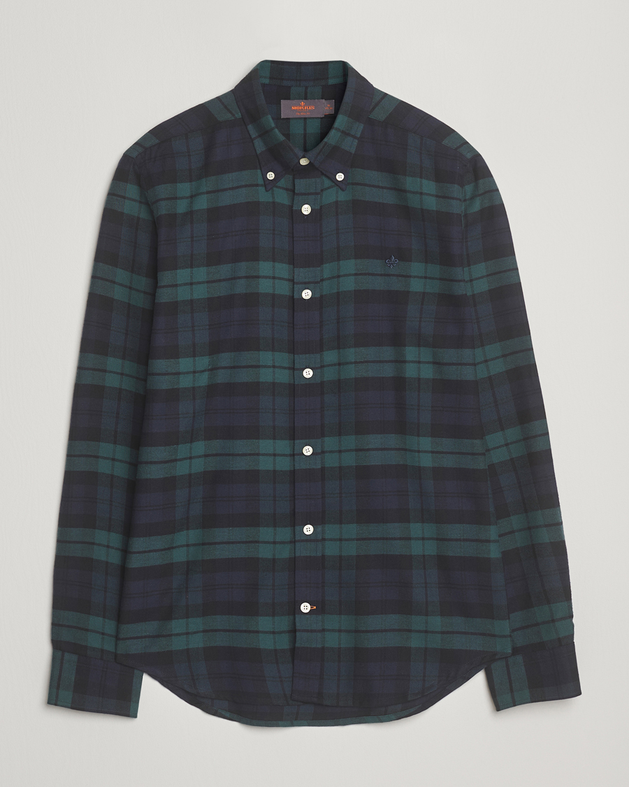 Heren | Overhemden | Morris | Soft Twill Tartan Shirt Navy
