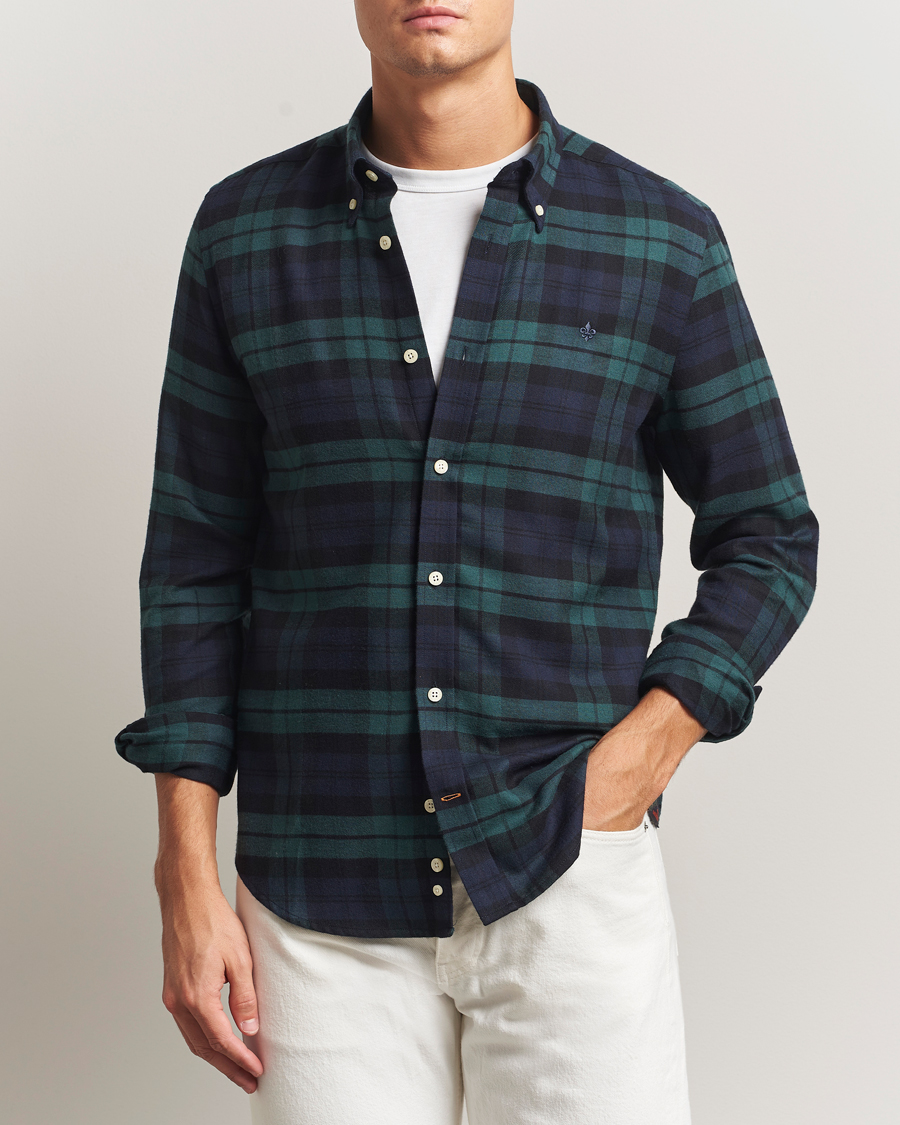 Heren | Overhemden | Morris | Soft Twill Tartan Shirt Navy
