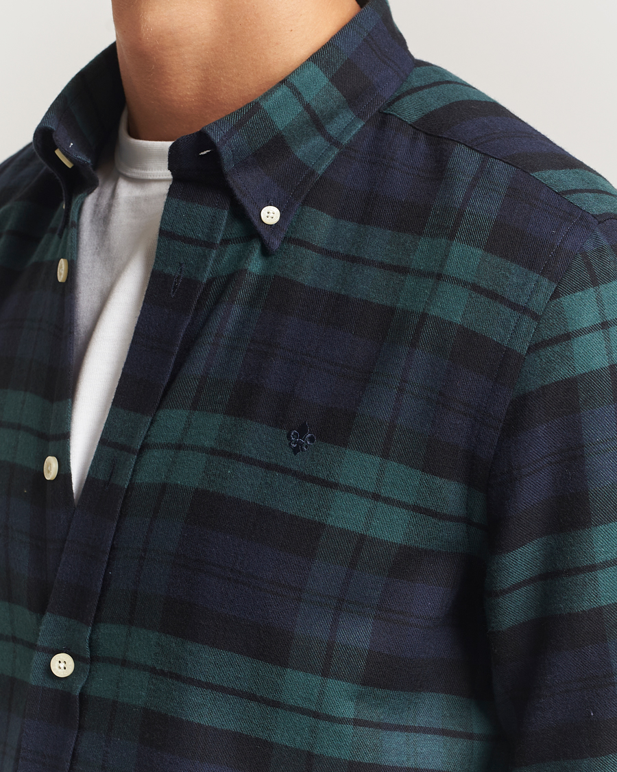 Heren | Overhemden | Morris | Soft Twill Tartan Shirt Navy