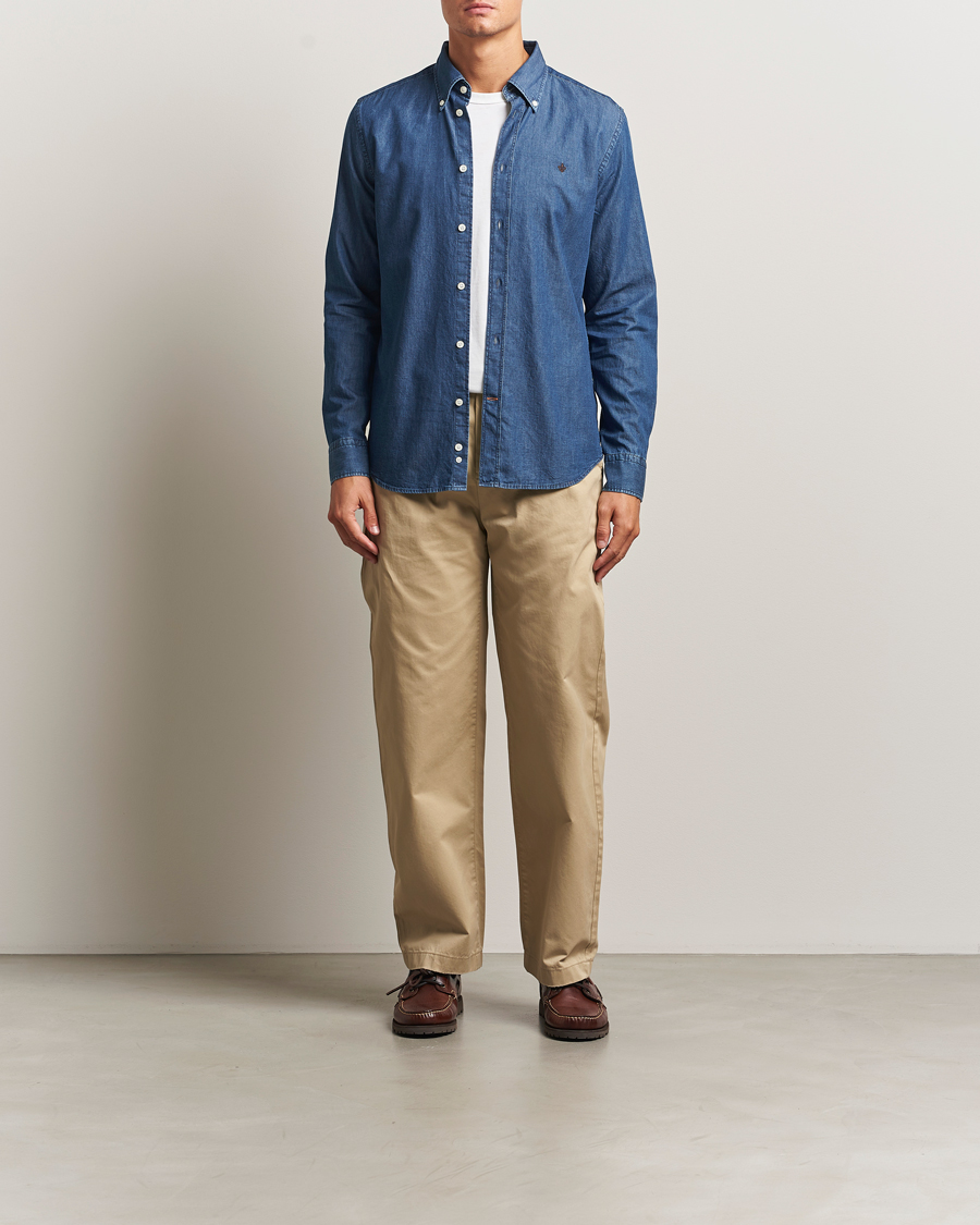 Heren | Overhemden | Morris | Light Denim Shirt Blue